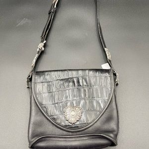 Brighton Black Leather Purse w/Metal Hardware.